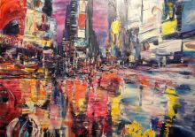 Time Square w dzeszczu.Olej (format 65 x 92cm.) 1200 zł